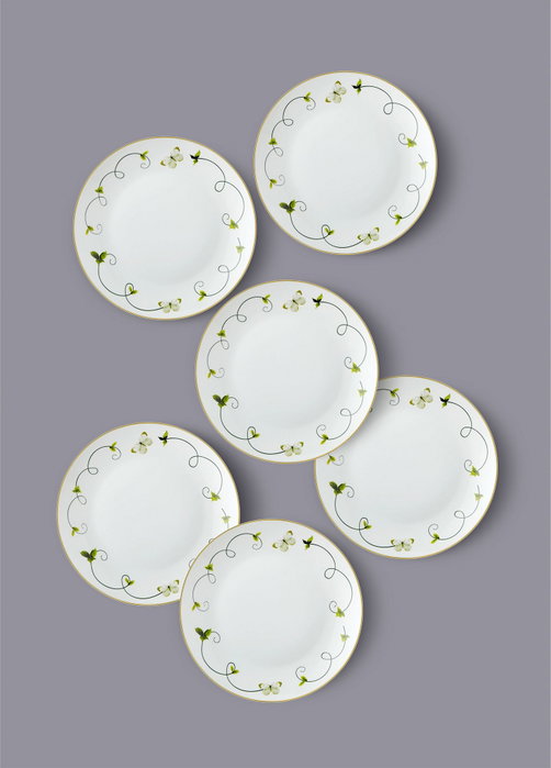 Hermia DNR0067 Platos de Postre de Porcelana 6 Piezas 20x20x2 cm
